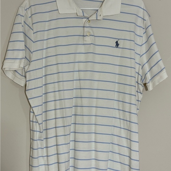 Polo Ralph Lauren Other - Polo Ralph Lauren Shirt Mens Size XL TG Striped White Blue Short Sleeve Slim Fit